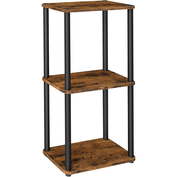 VASAGLE - Montaje superrápido sin Herramientas, Estante de 4 Niveles para Sala de Estar, Estante de pie, estantería, recámara, Cocina, 9.4 x 15 x 41.3 Pulgadas, café rústico y Negro ULLS152K01
