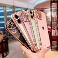 thumbnail image 2 of Funda de teléfono de lujo para iPhone 14, 11, 12, 13 Pro Max, X, XR, XS Max, 7, 8 Plus, corazón de amor galvanizado, patrón lateral lindo, funda de TPU suave, 2 of 4