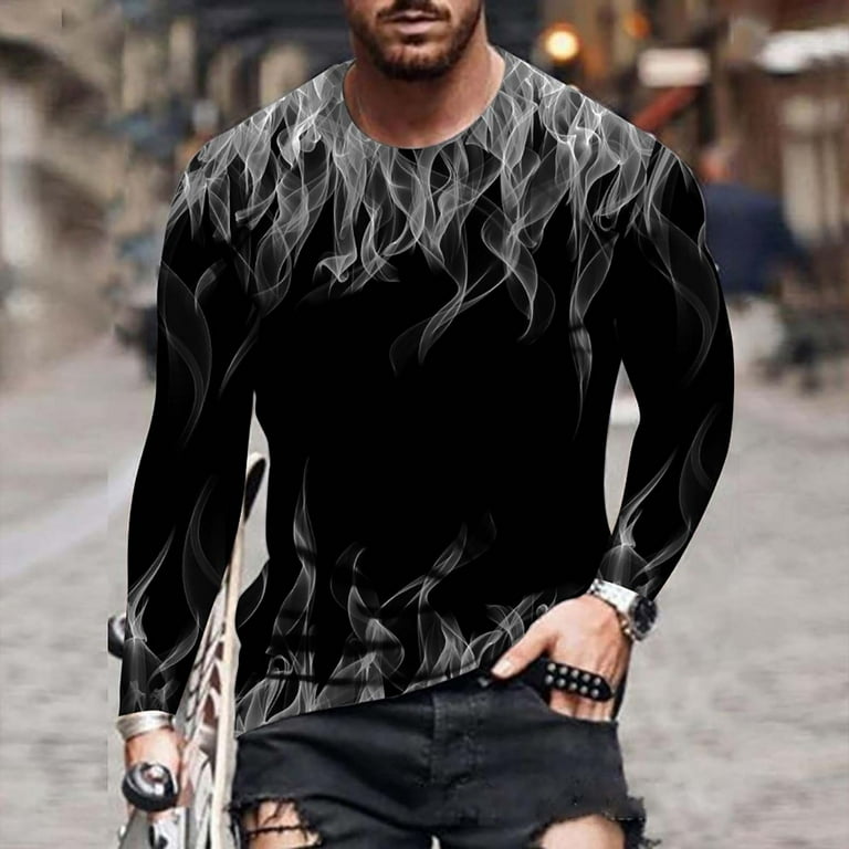 新作モデル Tall and Big 2024 Tees Flame Mens Long for T-Shirts Sleeve Clothing