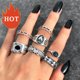 thumbnail image 1 of Conjunto de anillo de cadena de serpiente y mariposa gótica Punk para mujer, dados negros, Retro, chapado en plata, abalorio de diamantes de imitación, joyería para dedo Tan Jianjun unisex, 1 of 2