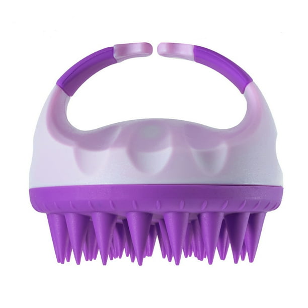 Cepillo masajeador de cuero cabelludo bicolor con champú, depurador de cuero cabelludo con cerdas de silicona suave, exfoliante.
