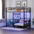 thumbnail image 3 of Ktaxon Twin over Twin Bunk Bed with Desk and Stoarge Drawers, Metal Loft Bed Frame, Black, 3 of 10