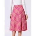 thumbnail image 4 of DARING DIVA Women's Plaid Belted Vintage A-Line Midi Skirt XS Hot Pink, 4 of 6