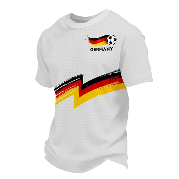 Women's Germany Football Graphic T-Shirt, Men's Soccer Graphic T-Shirt, Casual Short Sleeve Sports Top for Workout for Soccer Tournament 2026 White Size: M