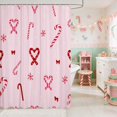 thumbnail image 2 of Manfei Candy Cane Waterproof Shower Curtain 72Wx72L Christmas Bathroom Curtain, Red Green, 2 of 5