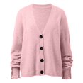 thumbnail image 4 of DuoJiaJ Knit Sweater Coat Long Sleeve Button Down Cardigan For Fall And Winter Versatile Elegant Outerwear Soft Comfortable Daily Wear Womens Fashion Pink XL, 4 of 5