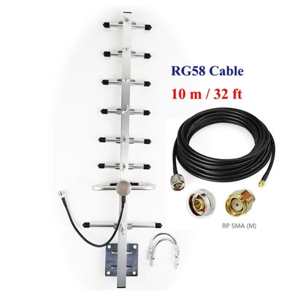 Outdoor Yagi 915mhz lora Antenna 10 dbi Helium Antenna for Lora Miner Bobcat RAK Nebra Sensecap Low Loss Cable RG58 10m cable