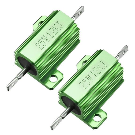 25W 12k Ohm Aluminium Housing Chassis Mount Wirewound Power Resistors Green 2pcs