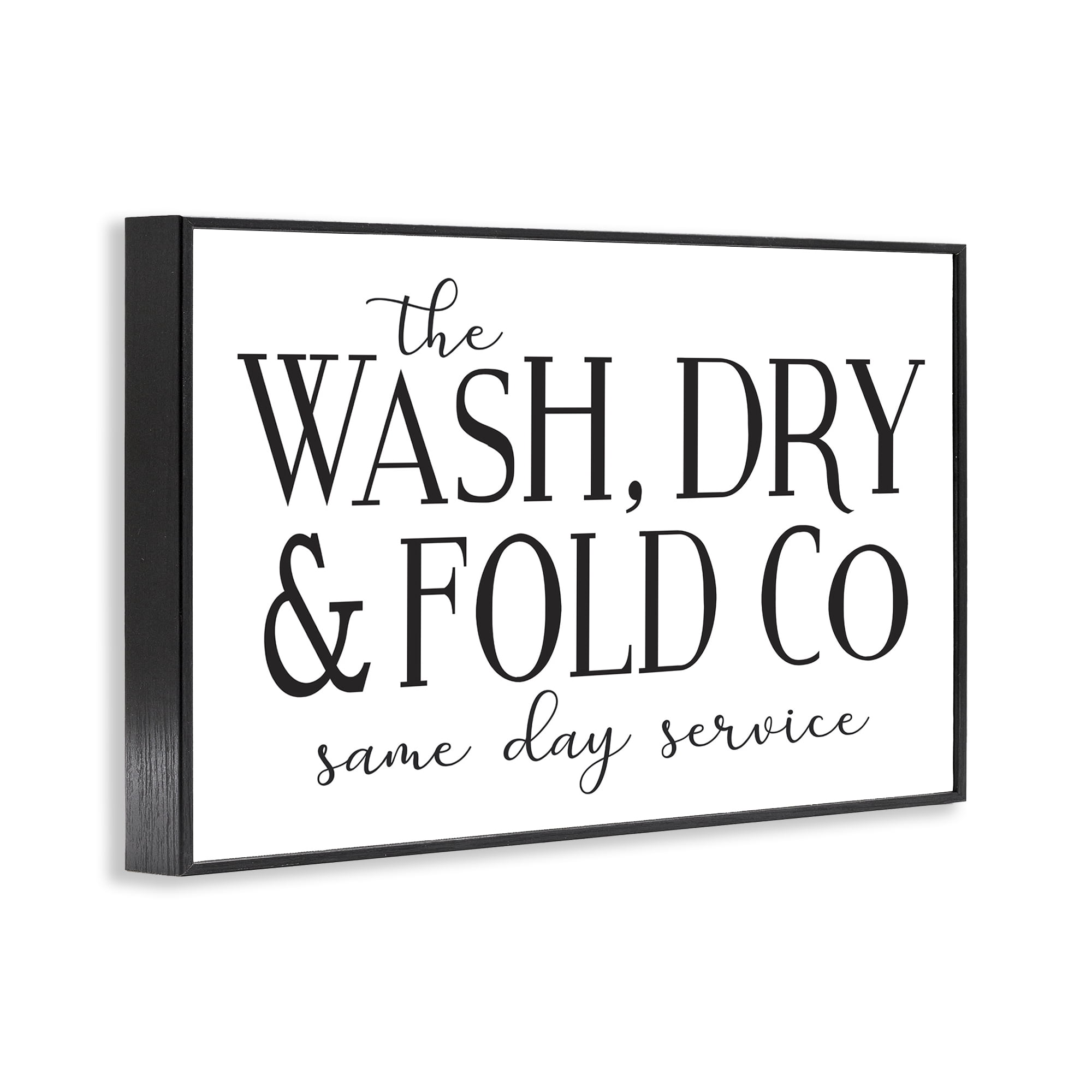 Stupell Industries Same Day Service Laundry Typography Painting Black Framed Art Print Wall Art, 24 x 16