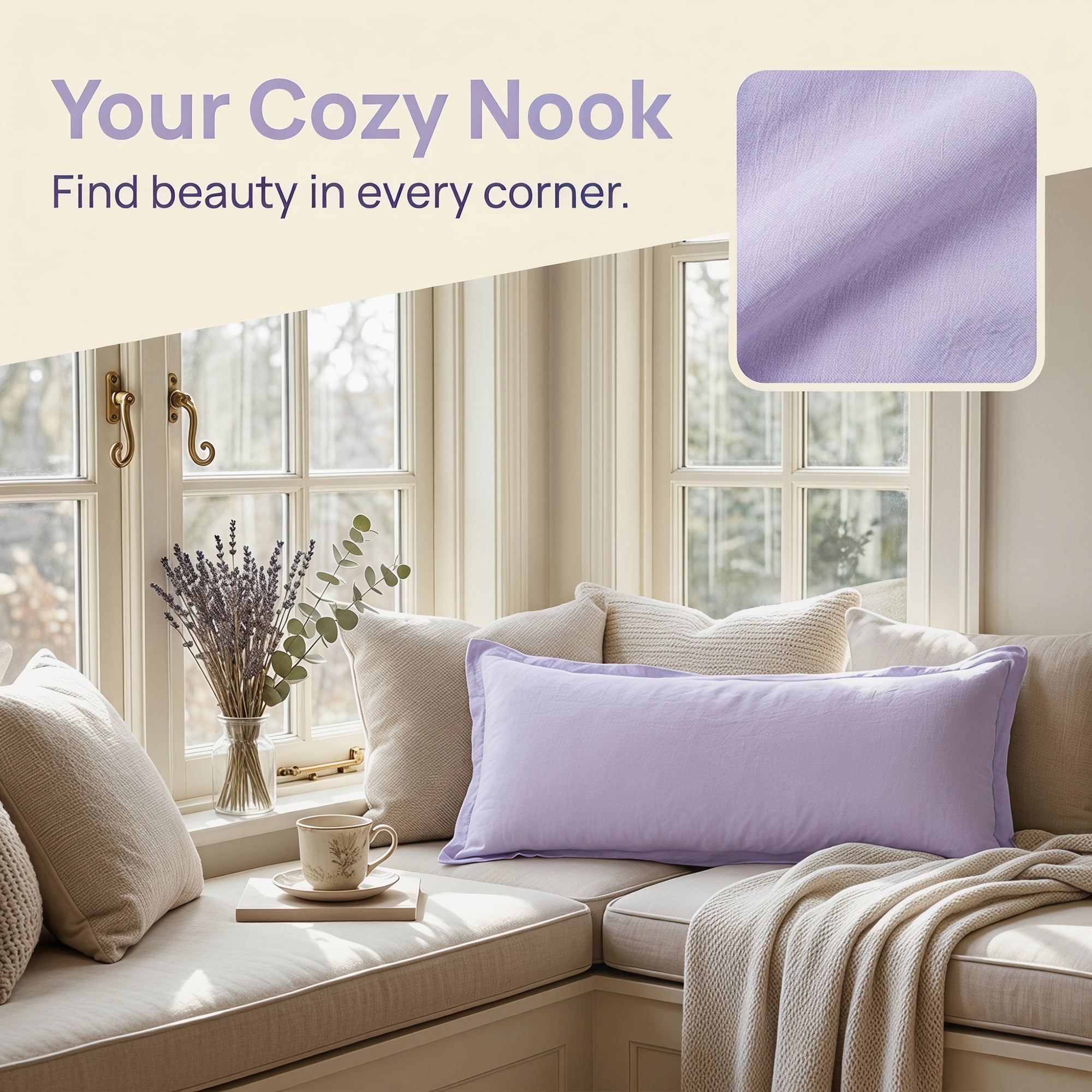 Unique Bargains 1 Pack Soft Cooling Cotton Pillowcase for Comfortable Sleep Light purple