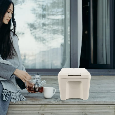 WHAMVOX Beige Plastic Gallon Bucket with Wheels for Home Use Simple Design Large Capacity Easy to Clean