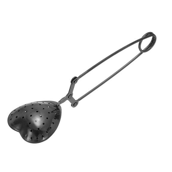 1 Pcs Tea Infuser, Stainless Steel Loose Leaf Tea Infuser Filter for Cup and Teapot, Long Handle Tea Steeper Strainers for Tearoom Office Home, Heart Shaped Black