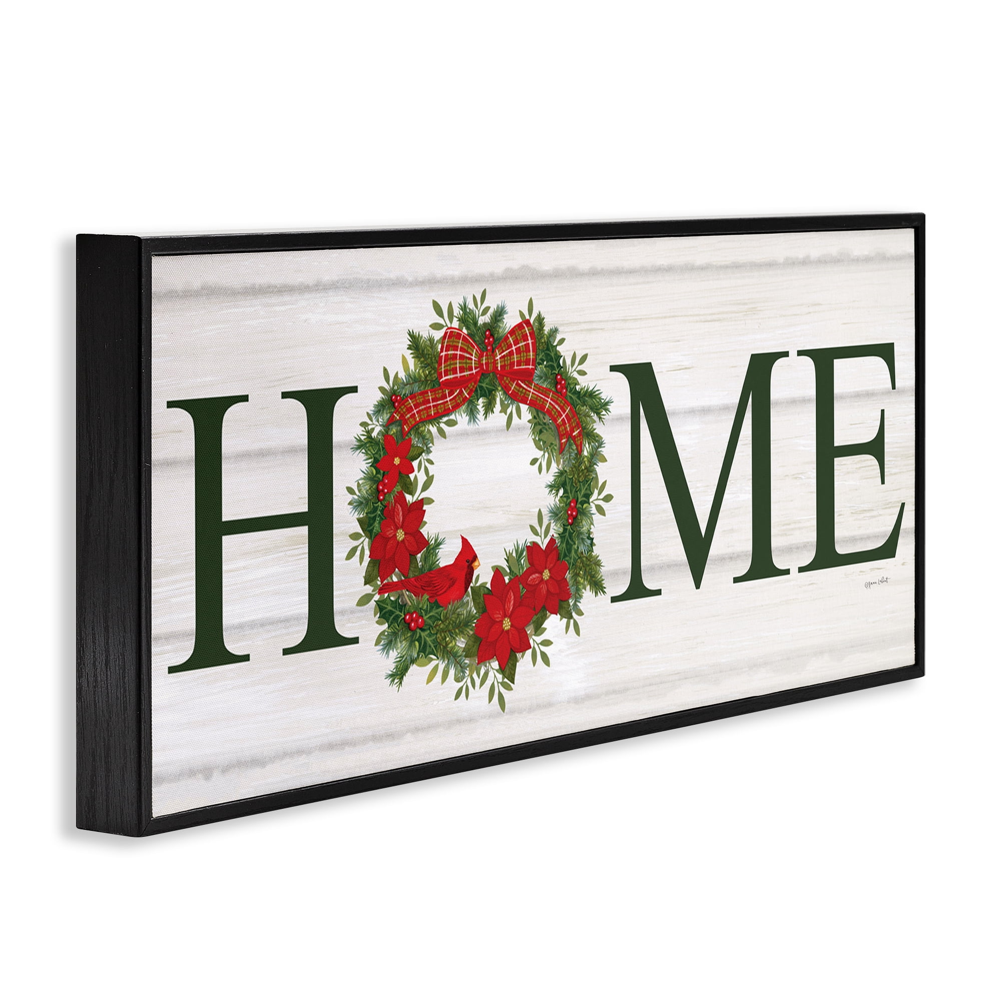 Stupell Industries Home Seasonal Wreath Botanical & Floral Painting Black Framed Art Print Wall Art, 24 x 10
