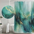 thumbnail image 5 of Turquoise Marble Shower Curtain, Waterproof Shower Curtains for Bathroom, Ink Painting Modern Abstract Aesthetics Washable Fabric Bathtub Curtain Set Bath Decor with 12 Hooks Extra Long 72"x96", 5 of 8