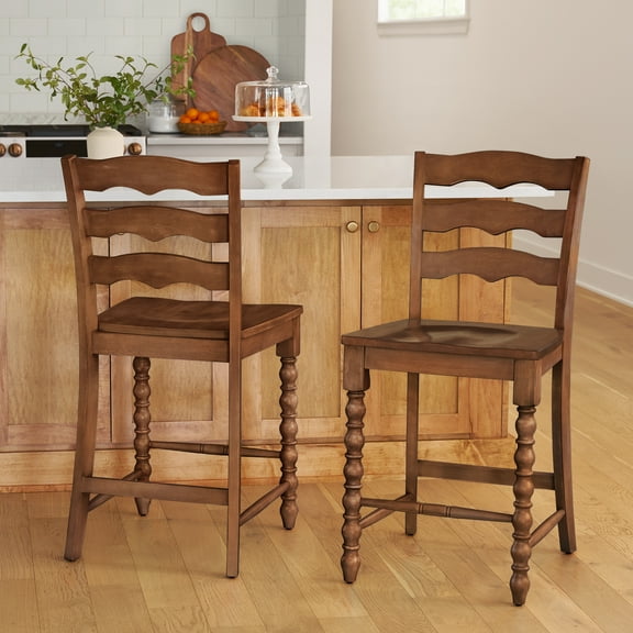Pioneer Woman Harper Counter-Height Wood Stools, 2 Pack, Homestead Brown