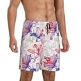 thumbnail image 2 of Logiee Lilies Flowers Print Men's Pajama Shorts with Drawstring & Pockets,Sleep Shorts for Men,Sleepwear Bottoms,Elastic Waistband Loungewear-X-Large, 2 of 6