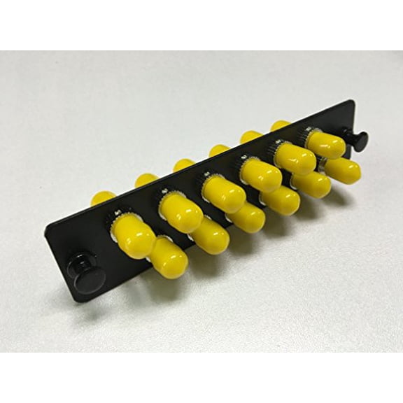 RiteAV LGX Footprint ST Adapter Panel, 12 Ports, Loaded w/12 ST Simplex Singlemode Adapters, Black