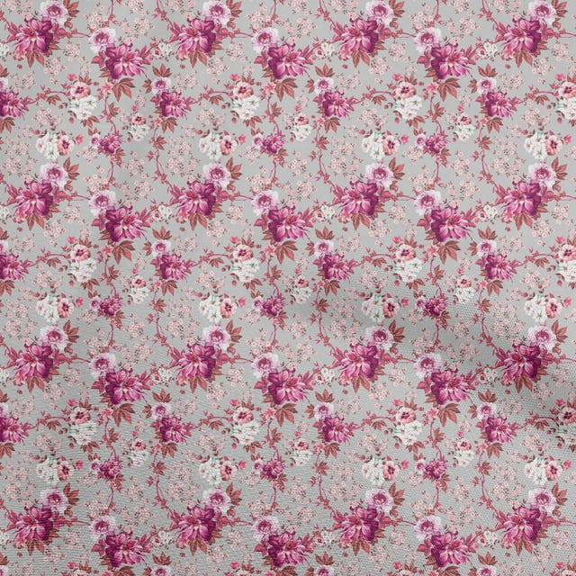 oneOone Rayon Light Gray Fabric Florals Sewing Craft Projects Fabric Prints By Yard 56 Inch Wide