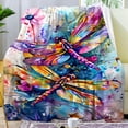 thumbnail image 2 of Dragonfly Blanket Gifts for Women Adults Dragonfly Lover,Soft Plush Elegant Dragonflies Throw Blanket for Bed Couch Office Travel 50"x40", 2 of 7