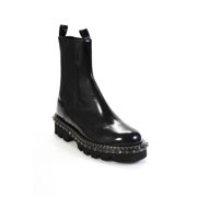 Angle View: Sebastian Womens Patent Leather Studded Chelsea Boots Black Size 41 11