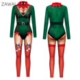 thumbnail image 2 of Traje de baño de licra con cremallera y manga larga para fiesta de Navidad de Zawaland, estampado 3D, para cosplay, Zentai, 2 of 5