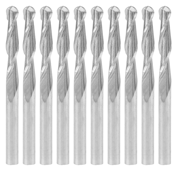 10 piezas de 3,175 x 17 mm, fresas de punta esférica de carburo de doble flauta, brocas CNC
