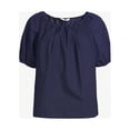 thumbnail image 2 of Free Assembly Women's Pleated Blouson Top with Short Sleeves, 2 of 5