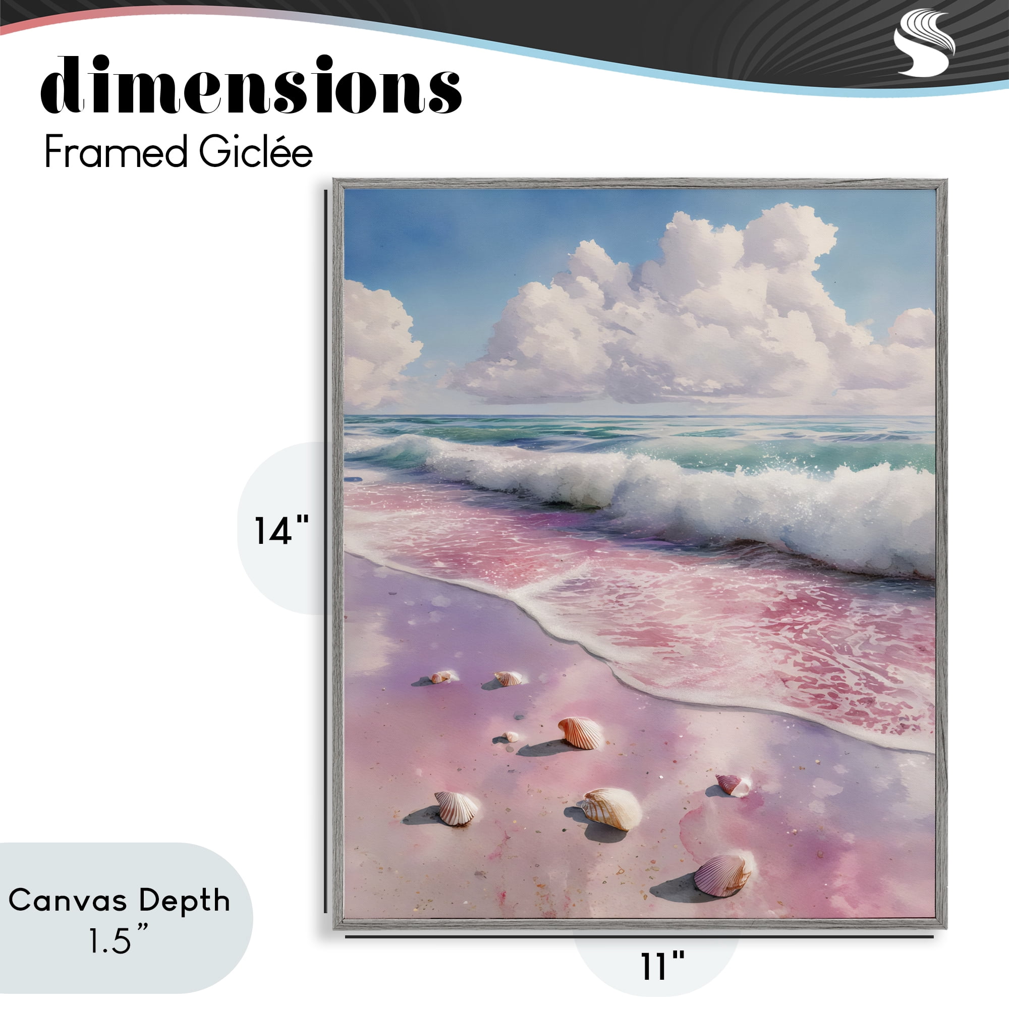 Stupell Industries Pink Sands with Scattered Shells Gray Framed Giclee Art, design by Franklyn Gregory
