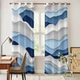 thumbnail image 4 of Blue White Ombre Kitchen Curtains 96 Inch Length, Modern Geometric Moire Abstract Art Grommet Top Bedroom Living Room Curtains, Light Filtering Cafe Curtain Drapes 2 Panels Set 104''x96'', 4 of 9