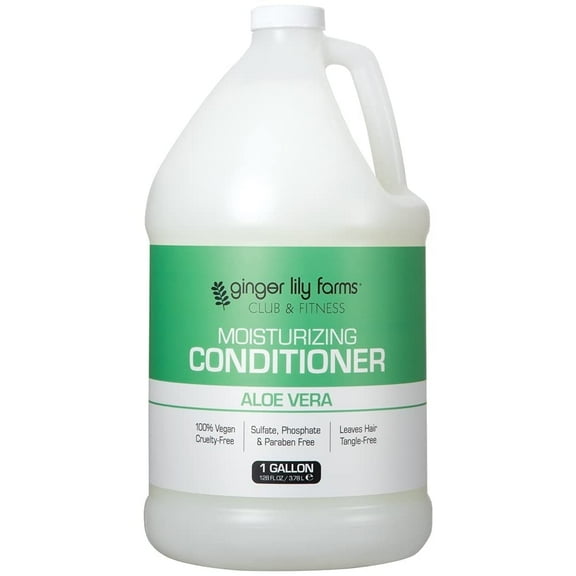 Ginger Lily Farms Club & Fitness Moisturizing Conditioner for Dry Hair, 100% Vegan & Cruelty-Free, Aloe Vera Scent, 1 Gallon (128 fl oz) Refill