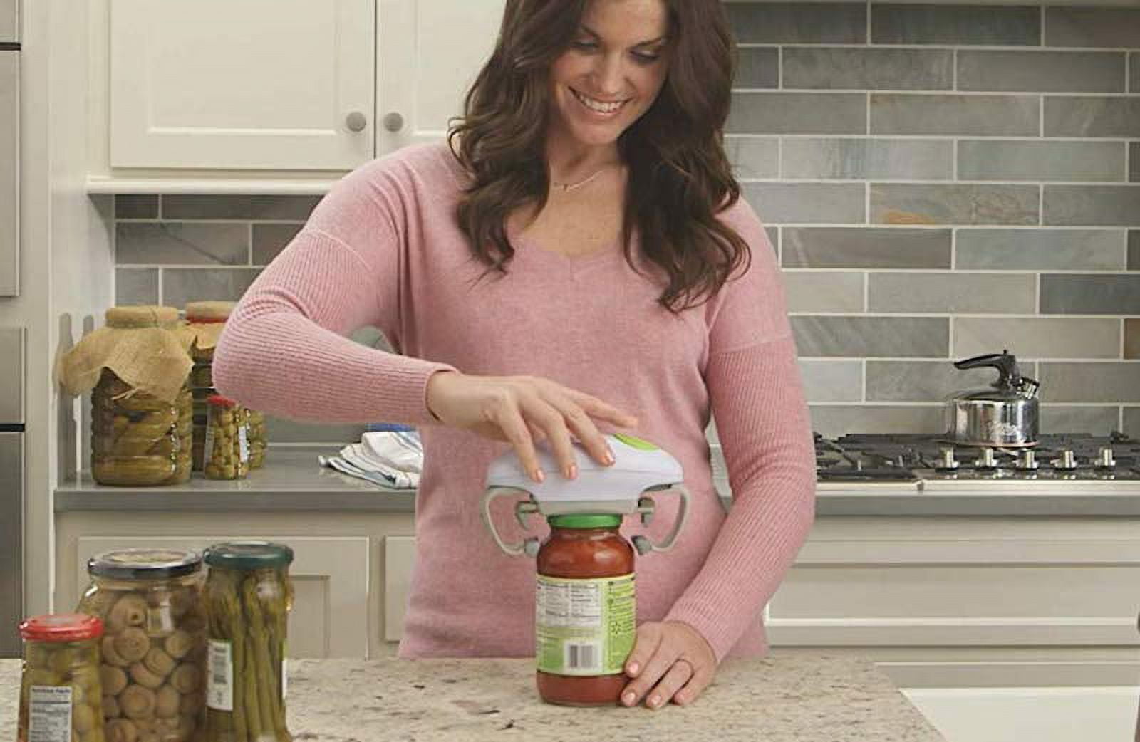 Robo Twist Electric Automatic Jar Opener for Seniors Arthritis One Touch for Jars of all Sizes As Seen on TV White, 2 Pack