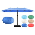 thumbnail image 2 of Aoodor 15ft Large Patio Umbrella with Base Stand, Outdoor Double-Sided Rectangle Umbrella - Blue, 2 of 9
