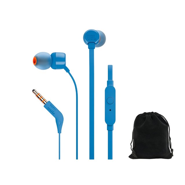 Auriculares intraurales JBL Tune T160 Pure Bass con micrófono, color azul