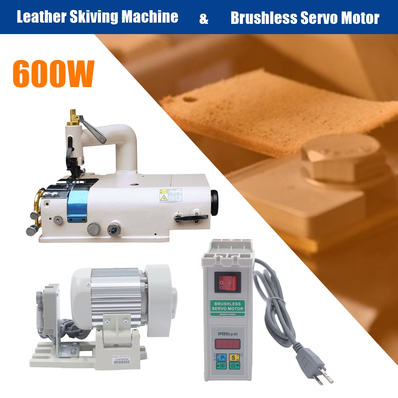 Loyalheartdy SM-801 Electric Leather Skiving Thinning Machine Industrial Leather Shovel Skin Cutter Tool for Leather Shoes Gloves Belts Thining 1200RPM 50mm