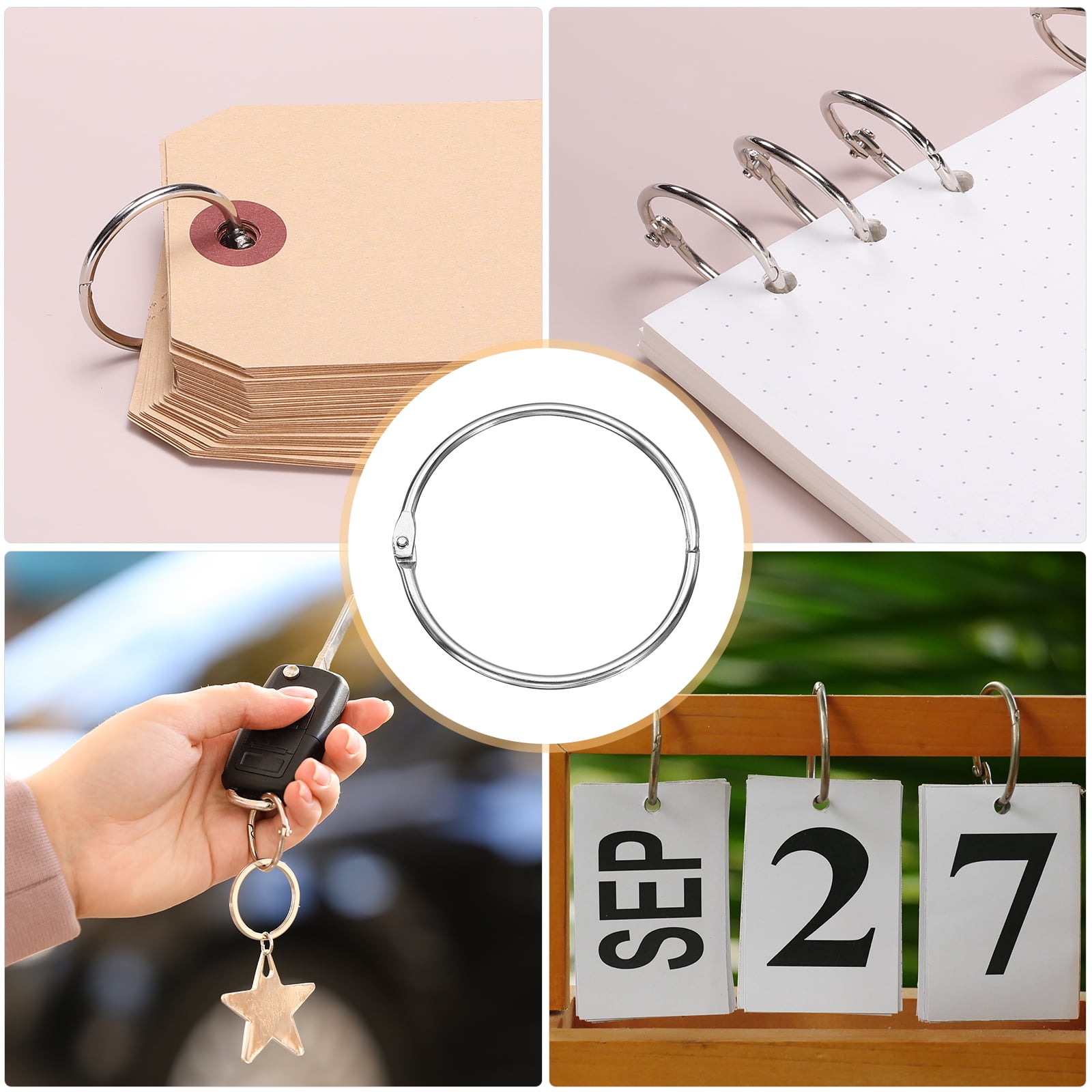 Uxcell 16pcs Binder Rings 3 Inch Loose Leaf Binder Ring Metal Book Rings Colorful Loose Leaf Rings, Silver Tone
