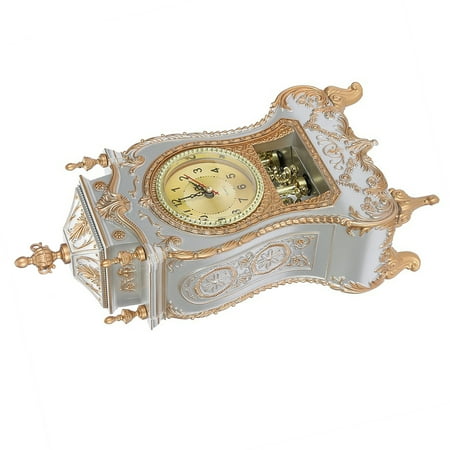 Vintage Style Plastic Table Clock Antique Home Hotel Decorative Desk Alarm Clocks(White)