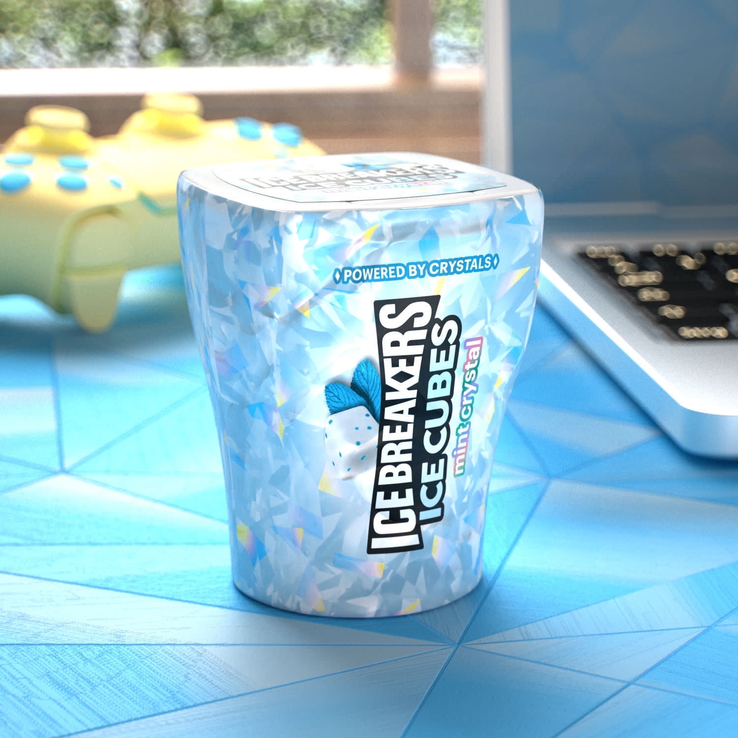 Ice Breakers Ice Cubes Mint Crystal Flavored Sugar Free Chewing Gum, Bottle 3.24 oz, 40 Pieces ( 4 Pack )