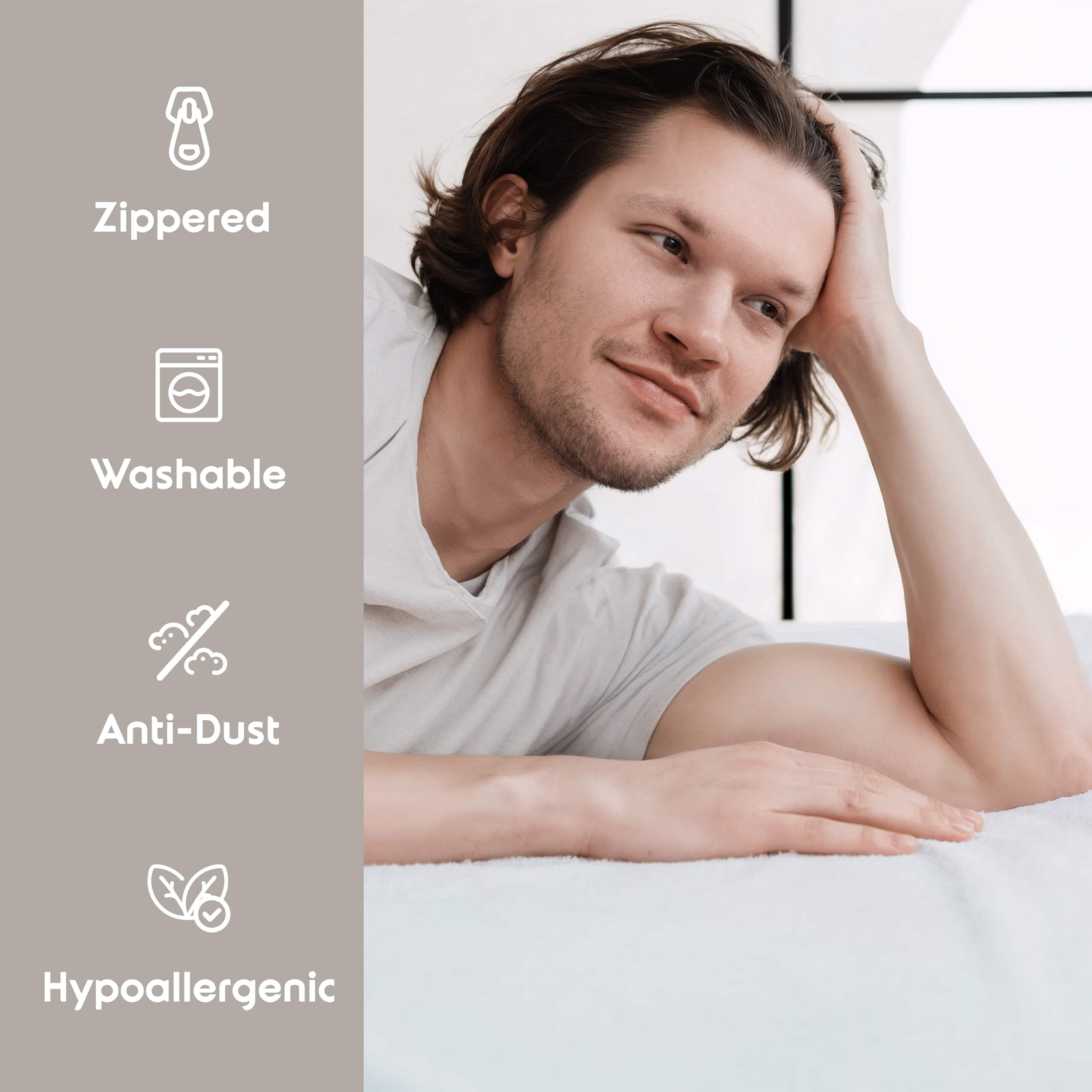 Lammaloe Twin Waterproof Mattress Protector, Premium Mattress Pad, Zippered Mattress Cover Fits Mattresses Up to 21 inches