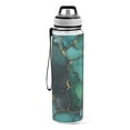 thumbnail image 2 of Qxltty Gild Dark Green Marbles Water Bottle 32 oz with Straw BPA Free Reusable Fitness Sport Bottle Perfect for Travel School Outdoors and Gym, 2 of 7