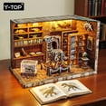 thumbnail image 2 of diy Cabin Dinosaur Research Institute Model Wooden Puzzle Book Stand 3d Miniature Scene Handmade Stereoscopic Assembled Gift, 2 of 7