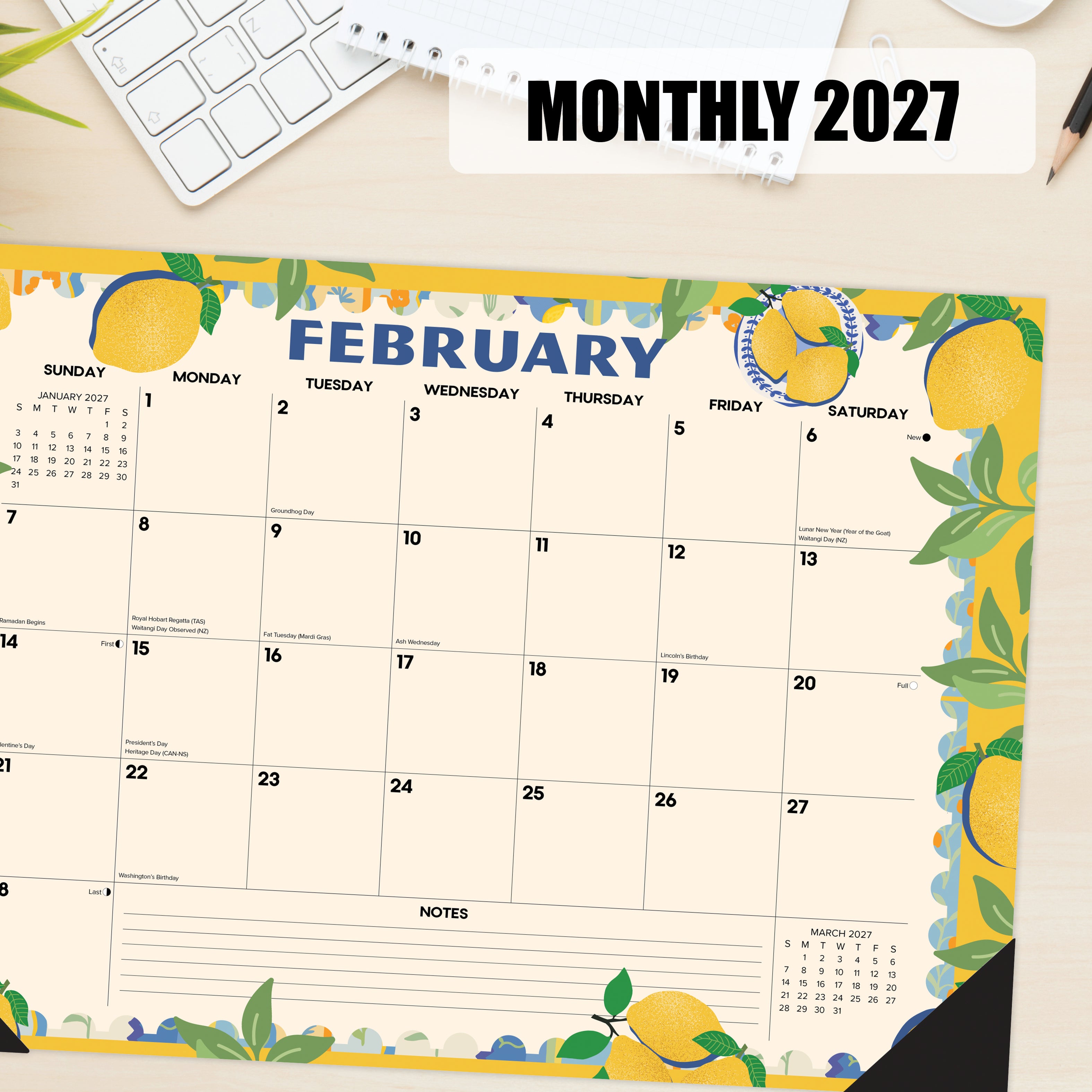 Willow Creek Press Mediterranean Moments 2027 17" x 12" Small Monthly Deskpad (66478)