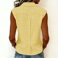thumbnail image 6 of Women's Summer Gingham Sleeveless Button Down Shirt Office Collared Blouses with Pleated Front Casual Basic Trendy Dressy Business Tank Tops Beach Vacation Clothes, Yellow XL, 6 of 7