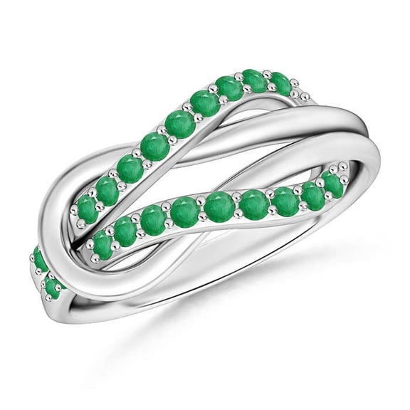 ANGARA Natural Encrusted Emerald Infinity Love Knot Ring in 14K White Gold for Women (Size-1.3mm) | May Birthstone, Birthday, Anniversary, Jewelry Gift for Women | Natural Emerald Ring