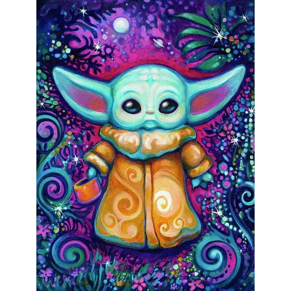 DIY 5D Diamond Painting Kit (For Adults) Diamond Painting "Baby Yoda" - Full Diamond Crystal Rhinestone Embroidery Craft Kit, Can Be Used as Gift, Wall Decoration