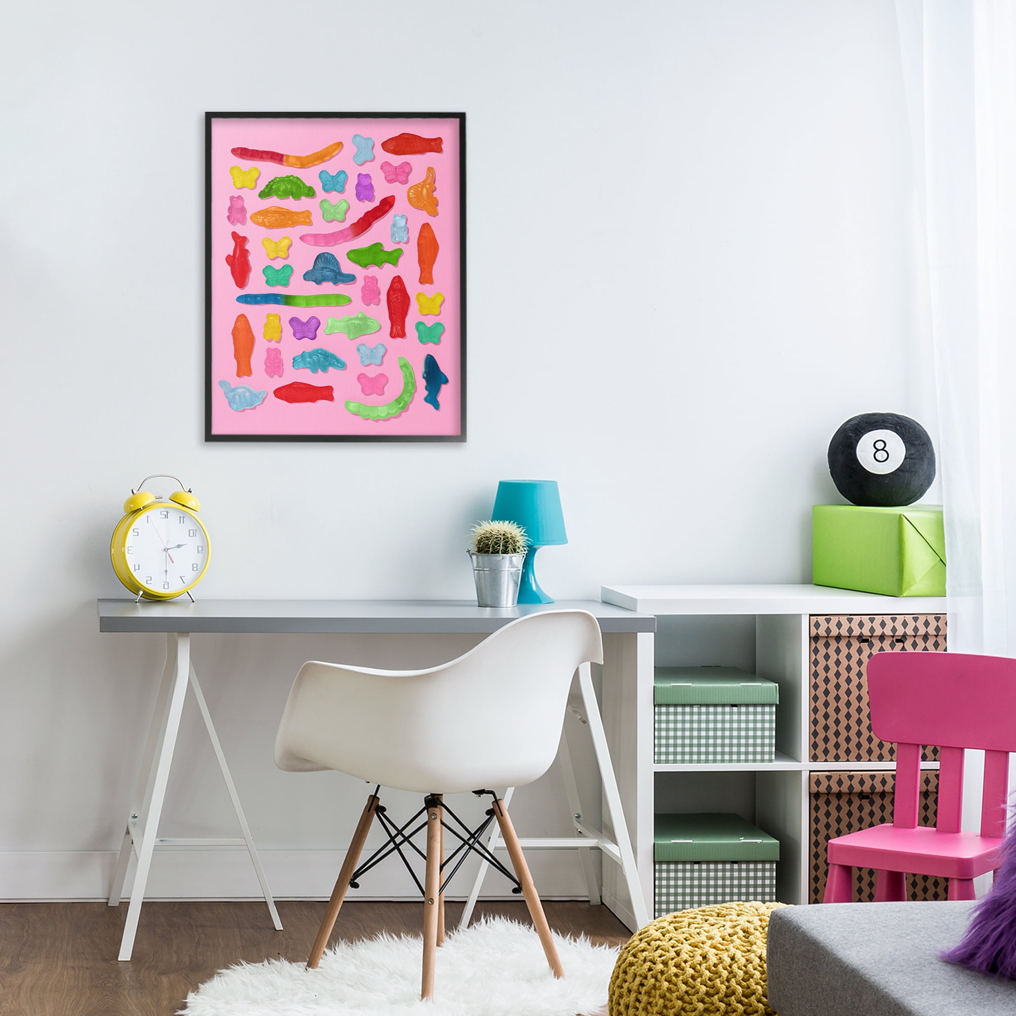 Stupell Industries Pink Gummy Animal Collage Black Framed Giclee Art, design by LISH Creative