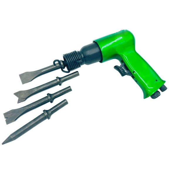 Short Barrel Air Hammer Kit with 4 - Chisels, Alloyed Steel Barrel and Heat -Treated Piston