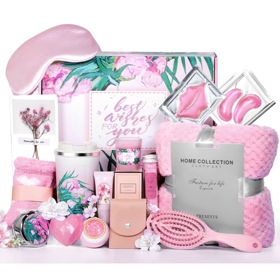 Kicpot Birthday Gifts for Women, Friend, Mom, Sister, Her,Self Care Gifts Get Well Gifts Unique Relaxing Spa Gift Basket Set, Valentines Day Gifts for Her, Mothers Day Gifts for Mom