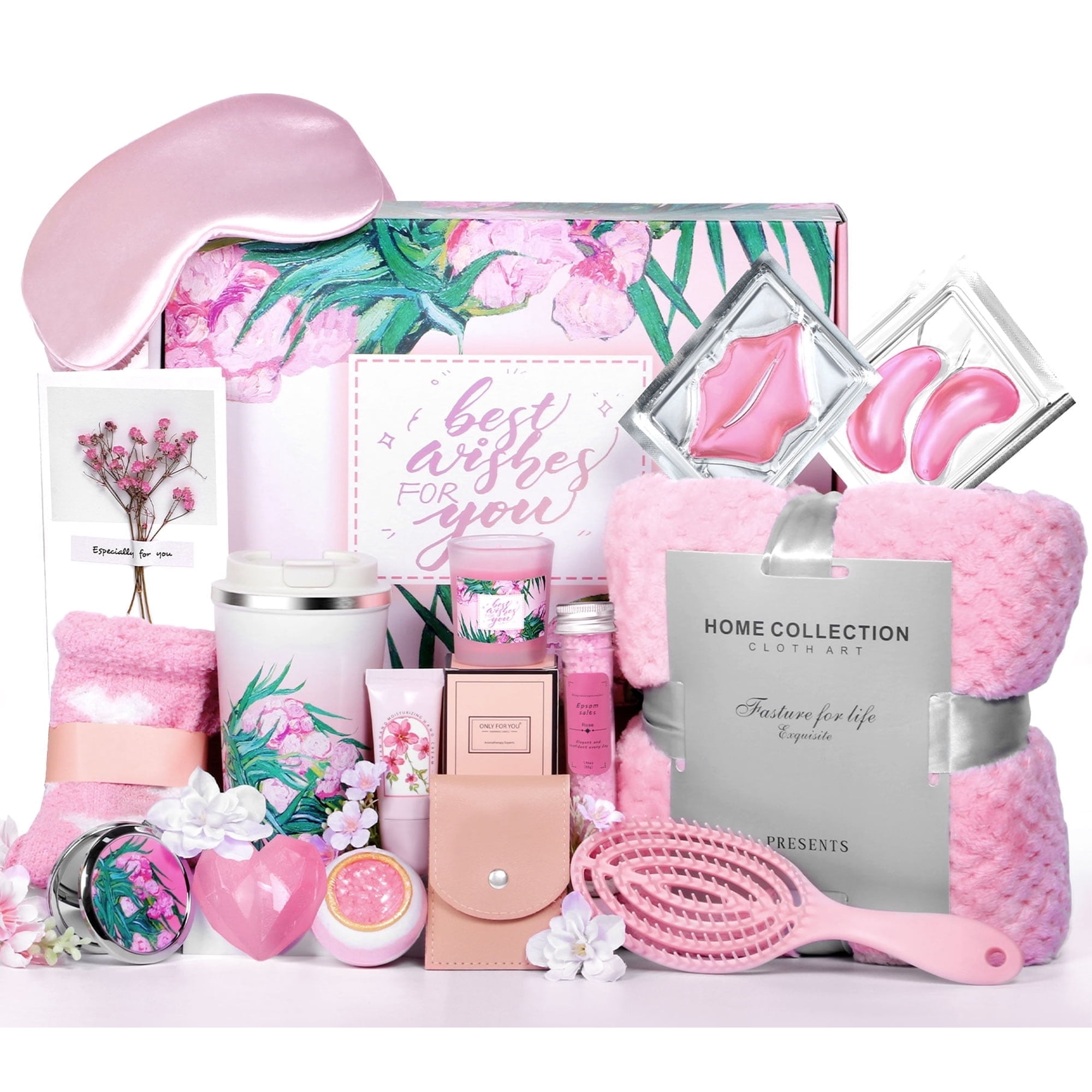 Kicpot Birthday Gifts for Women, Friend, Mom, Sister, Her,Self Care Gifts Get Well Gifts Unique Relaxing Spa Gift Basket Set, Valentines Day Gifts for Her, Mothers Day Gifts for Mom