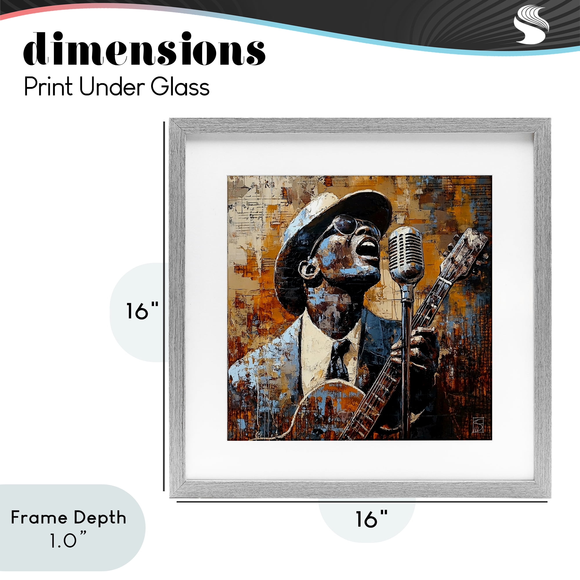 Stupell Industries Passionate Blues Singer Gray Framed Print Under Glass, design by Sara Culpepper