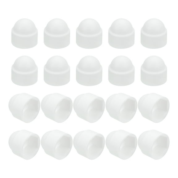 Uxcell Nut Protection Cap, 20Pcs M8x13x15mm - Plastic Hexagonal Screw Protection Cap, Dome Acorn Hex Head Bolt Covers (White)